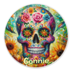 Sugar Skull Day van de doden gepersonaliseerd Keramische Knop