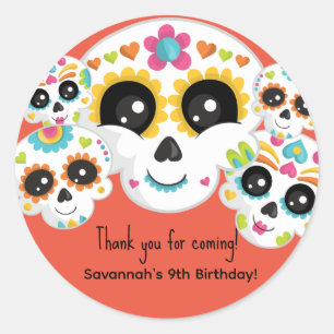 Sugar Skull Dia de La Muerte Halloween Birthday Ronde Sticker