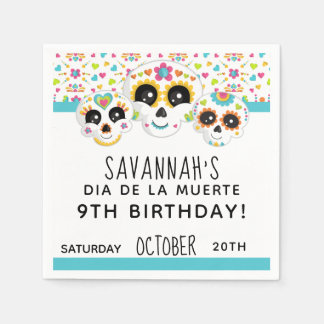 Sugar Skull Dia de La Muerte Halloween Birthday Servet