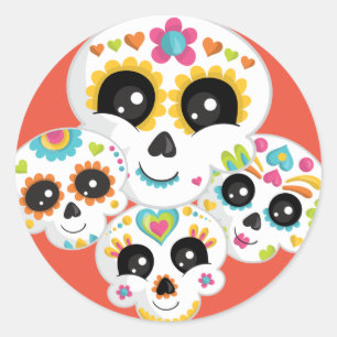 Sugar Skull Dia de La Muerte Halloween Verjaardag  Ronde Sticker