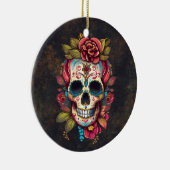 Sugar Skull Dia de los Muertos Keramisch Ornament (Rechts)