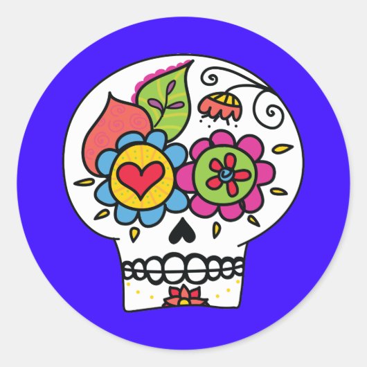Sugar Skull, Dia de Los Muertos Stickers (Voorkant)