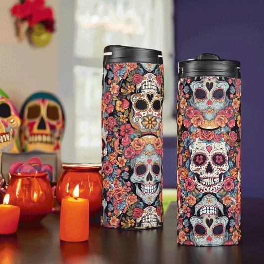 Sugar Skull Dia de Los Muertos Thermosbeker
