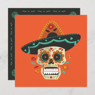 Sugar Skull Dia de Muertos Party Invitation Kaart