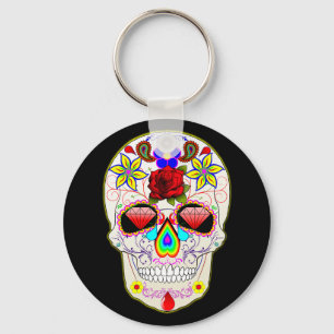 Sugar Skull Diamond Eyes Button Sleutelhanger