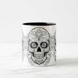 Sugar Skull Dios de los Muertos Halloween Tweekleurige Koffiemok