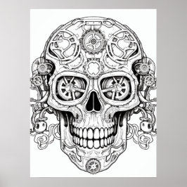 Sugar Skull Drawing Art for Kids + Adults Wall Poster