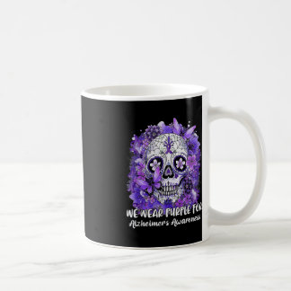 Sugar Skull Flower Draag Paarse lint Alzheimer AW Koffiemok