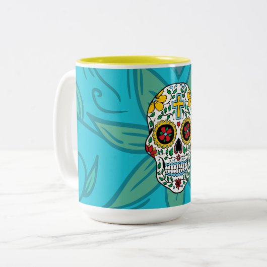 Sugar Skull Flower Eyes Mok (Voorkant links)