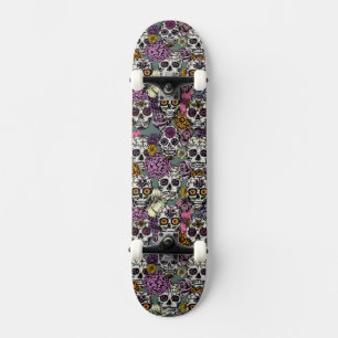 Sugar Skull Flower Ink Tekening Skateboard Deck