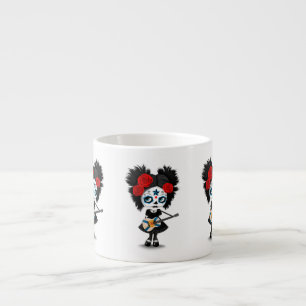 Sugar Skull Girl die Nova Scotian Flag Guitar spee Espresso Kop