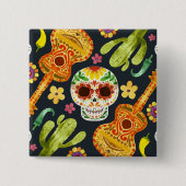 Sugar Skull & Gitaren Dia de Muertos | Button (Voorkant)