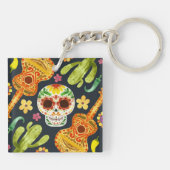 Sugar Skull & Gitaren Dia de Muertos | Button Sleu Sleutelhanger (Achterkant)