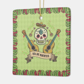 Sugar Skull & Gitaren Dia de Muertos | Keramische  Keramisch Ornament (Links)