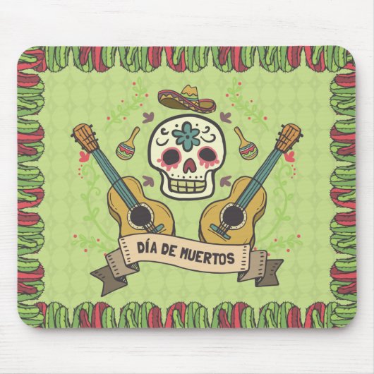 Sugar Skull & Gitaren Dia de Muertos | Muismat (Voorkant)