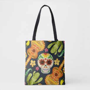 Sugar Skull & Gitaren Dia de Muertos Tote bag