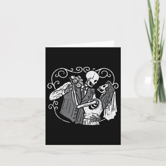 Sugar Skull Groom Bride Funny Dia Muertos Holwee Kaart (Voorkant)