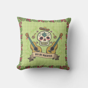 Sugar Skull & Guitars Dia de Muertos Sierkussen