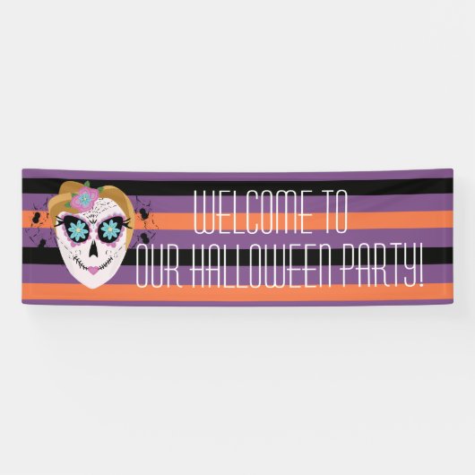 Sugar Skull Halloween Costume Party Spandoek (Horizontaal)