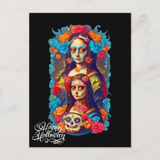 Sugar Skull Halloween, Dia de los Muertos Briefkaart (Voorkant)