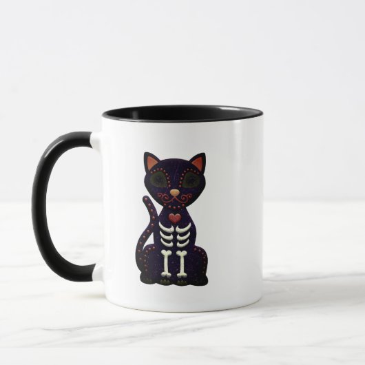 Sugar Skull Halloween Mok - Spooky Black Cat Desig (Links)
