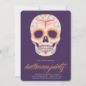Sugar Skull Halloween Party Invitation Kaart (Voorkant)