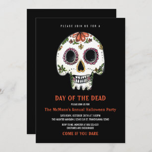 Sugar Skull Halloween Party Invitation Kaart