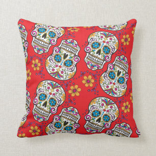 Sugar Skull Halloween Red.png Kussen