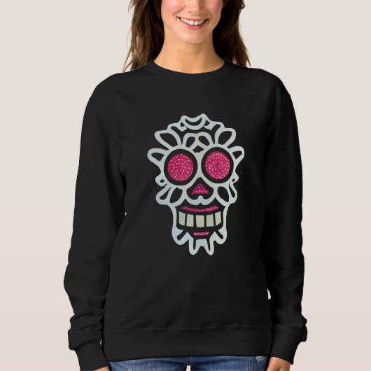 Sugar Skull Hand Illustration Simple Drawn Calaver Trui (Voorkant)