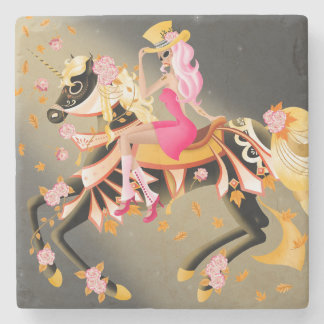 Sugar Skull Horse & Lady Stone Coaster Stenen Onderzetter