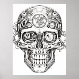 Sugar Skull Image Black + White Art on Wall Poster