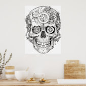 Sugar Skull Images Black + White on a Wall Poster (Keuken)