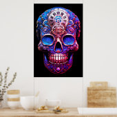 Sugar Skull Images Blue and Black on a Wall Poster (Keuken)