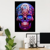 Sugar Skull Images Blue and Black on a Wall Poster (Thuiskantoor)