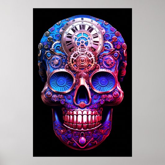 Sugar Skull Images Blue and Black on a Wall Poster (Voorkant)