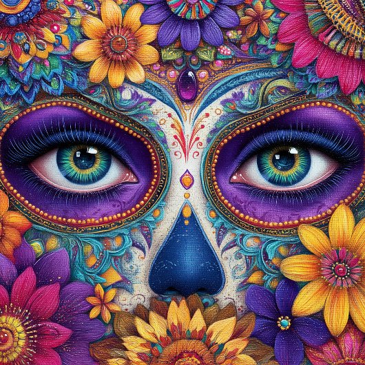 Sugar Skull Lady Face Day Of The Dead Ceramic Tile Tegeltje