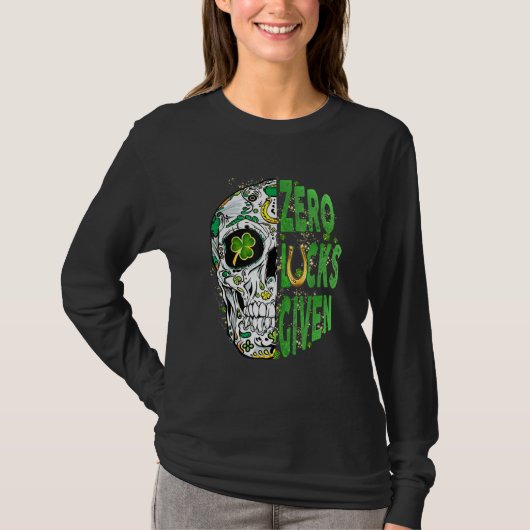 Sugar Skull Leprechaun Hat St Patricks Day of Dead T-shirt (Voorkant)