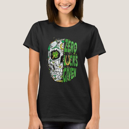 Sugar Skull Leprechaun Hat St Patricks Day of Dead T-shirt (Voorkant)
