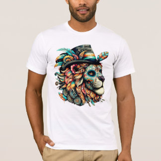 Sugar Skull Lion met een hoge hoed T-shirt