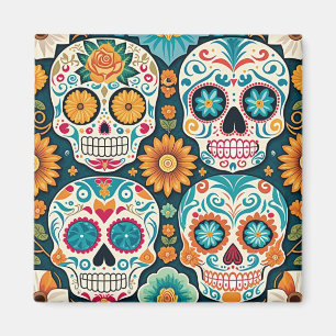 Sugar Skull Magnet Illustratie Magneet
