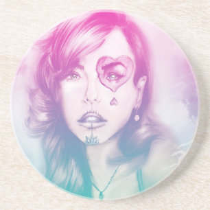 Sugar Skull Makeup Girl, SandStone Onderzetter