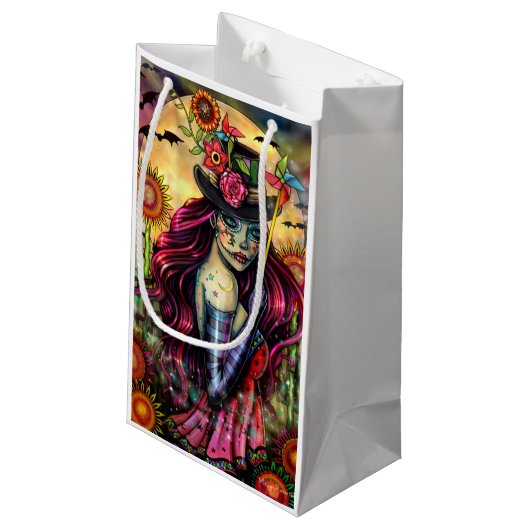 Sugar Skull Meisje Fantasy Halloween Kunst Klein Cadeauzakje (Achterkant Gekanteld)