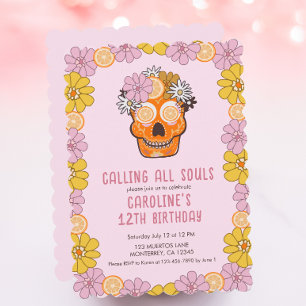 Sugar Skull Meisjes Verjaardagsfeestje Kaart