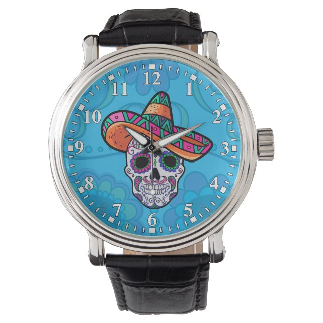 Sugar Skull Mexicaans Pet horloge (Voorkant)