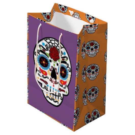Sugar Skull Mexicaans Spaans Skeleton Party Medium Cadeauzakje (Voorkant Gekanteld)