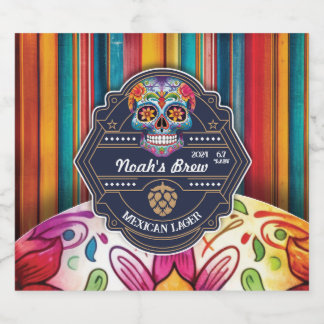  Sugar Skull Mexican Theme Bierlabel Bier Etiket