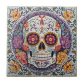 Sugar Skull Mosaic Day Of The Dead Ceramic Tile Tegeltje (Voorkant)
