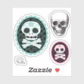 Sugar Skull n Crossbones Cameo Tattoo Cut Sticker (Vel)