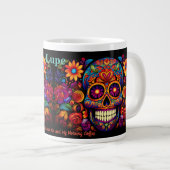 Sugar Skull Naam toevoegen Tekst Verjaardagscadeau Extra Grote Beker (Voorkant rechts)