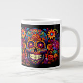 Sugar Skull Naam toevoegen Tekst Verjaardagscadeau Extra Grote Beker (Rechts)